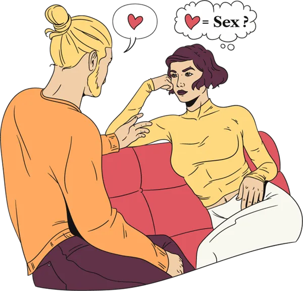 Парень и девушка говорят о сексе