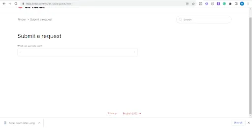 tinder support page